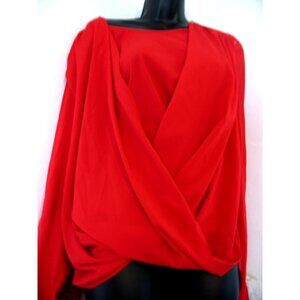 Calvin Klein, Red blouse with adjustable Gold Zippers on Top, Size 1X, Polyester